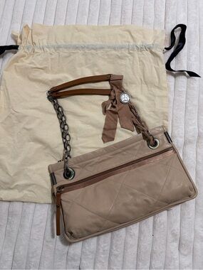 Lanvin Quilted leather Shoulder Bag in Taupe and Brown